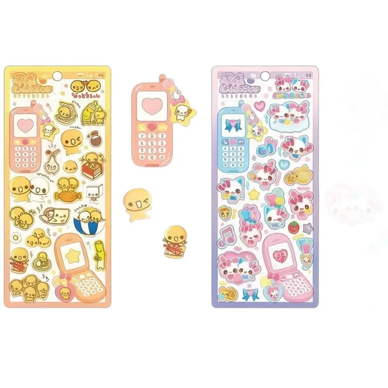 sticker kawaii 3d dessins animés motifs floraux adhésifs mignons collection mixte téléphone artisanal