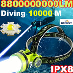 lampe frontale plongée sous marine led vert noir étanche ipx8 rechargeable 180deg