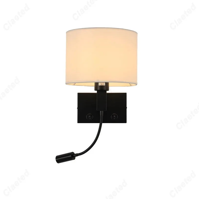 lampe murale moderne tissu noir beige éclairage chambre cuisine salle manger led angle réglable