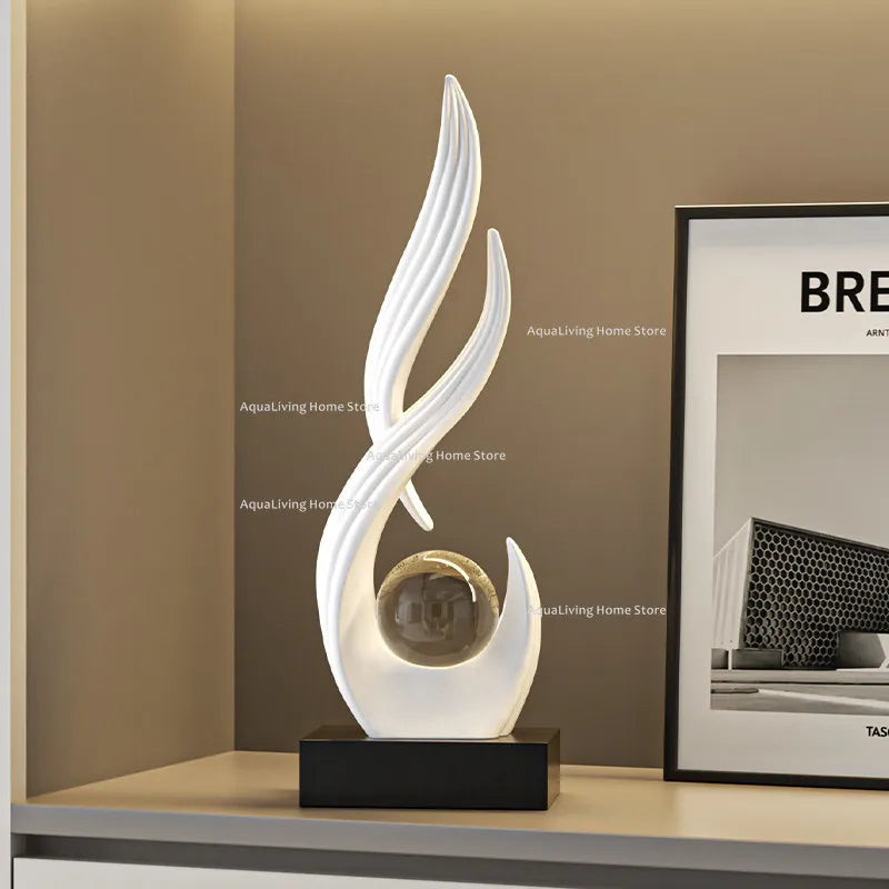 sculpture décorative résine blanche or contemporaine cristal transparent base opaque minimaliste fixée plateau