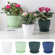 Cache-pot blanc moderne avec plateau pour succulentes et cactus - Décoration bureau et intérieur