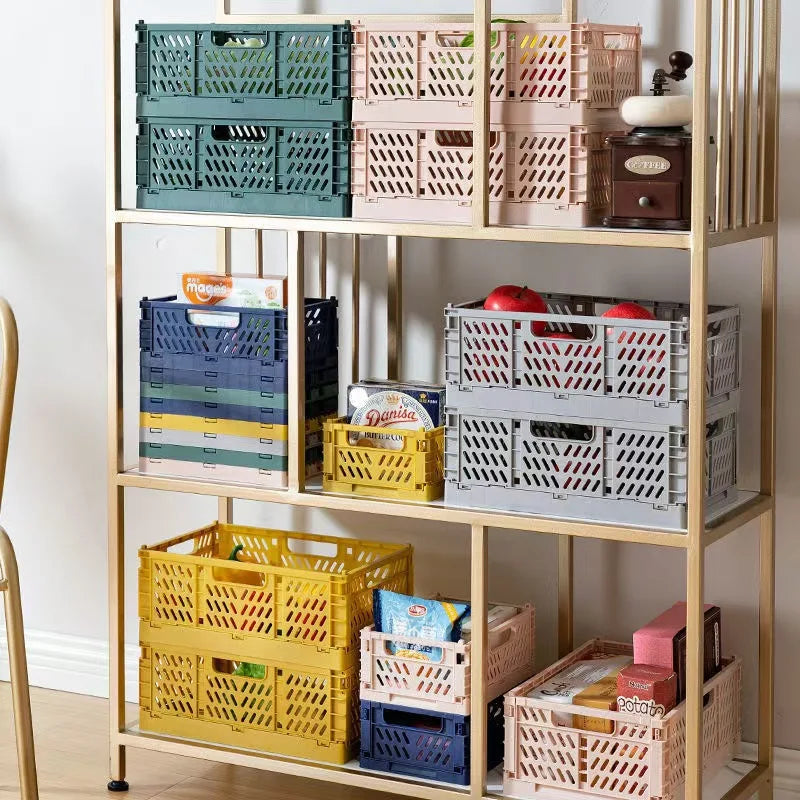 caisse rangement pliante perforée moderne bleu rose jaune verte gris noir clips respectueux environnement