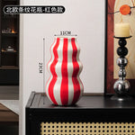 vase céramique rayures vert blanc rouge bleu jaune moderne poignée décoration maison