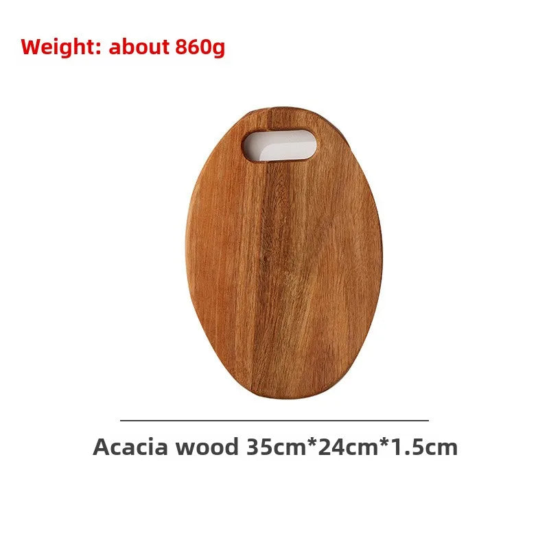 planche découper bois marron grain naturel moderne rustique poignée anneau double face respectueuse environnement