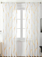 rideau moderne polyester translucide rayures or ondulées maison classique inclusion