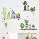 sticker mural plante verte bleue pots jardin adhésif réversible moderne chambre enfants