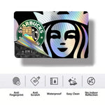 autocollants carte bancaire effet laser logo starbucks vert noir holographique anti rayures