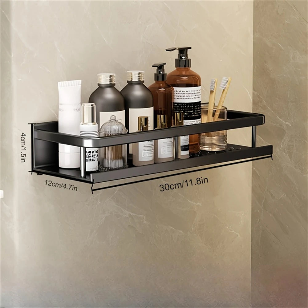 étagère murale moderne étagères aluminium noir serviettes bouteilles pots salle bain cuisine rangement gain