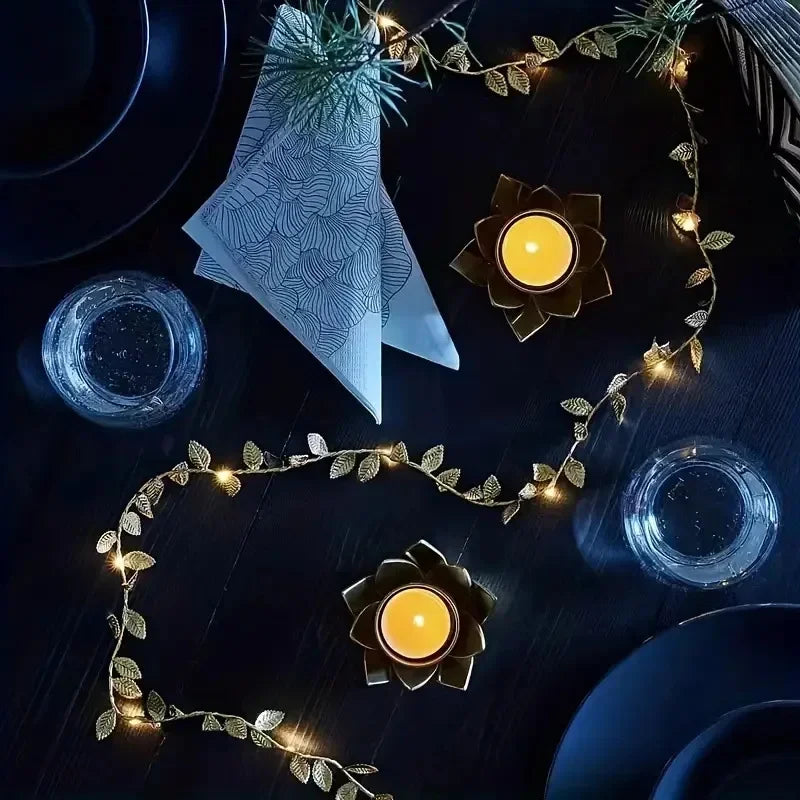 guirlande lumineuse 20 led feuilles dorées décoration anniversaire noël mariageOpaque dorée festive