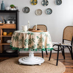 nappe ronde motif végétal franges rustique coton cérémonie mariage festivitéextérieur salon chambre