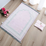 tapis prière musulman flocage antidérapant moderne noir violet rose marron gris bleu İslam présentation