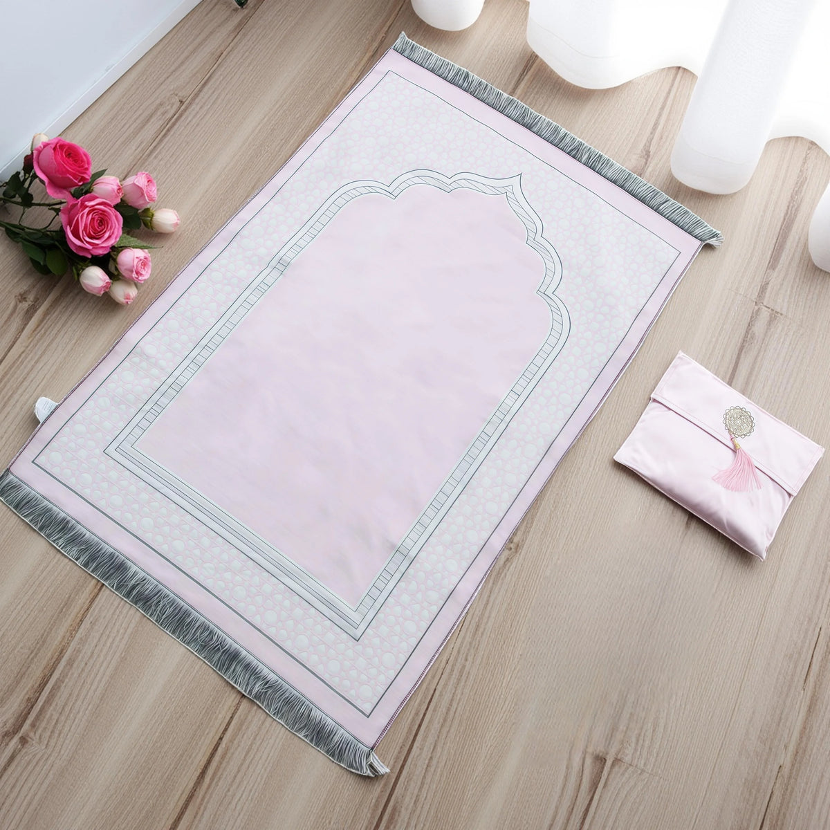 tapis prière musulman flocage antidérapant moderne noir violet rose marron gris bleu İslam présentation