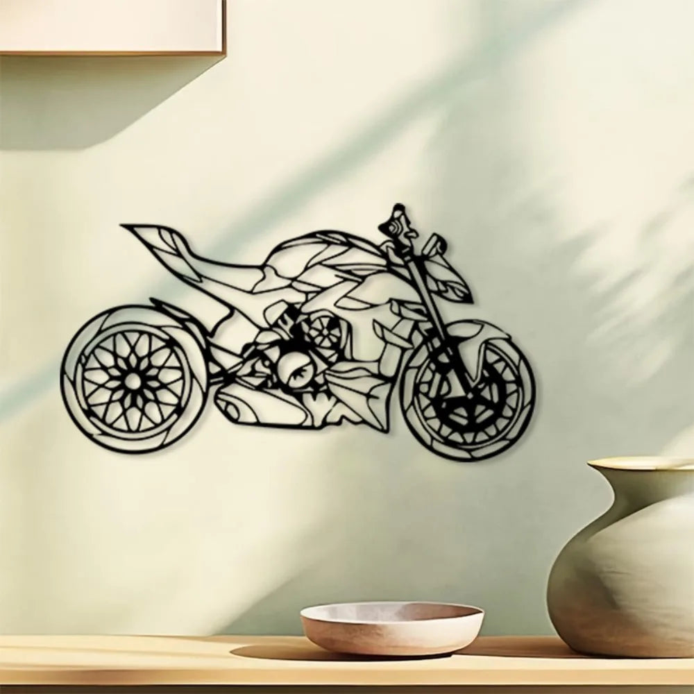 décoration murale forme moto noire géométrique moderne minimaliste intérieur salon chambre