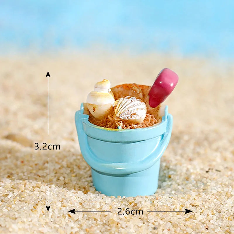 miniatures plage coquille étoile mer dauphin résine soleil palmier décor