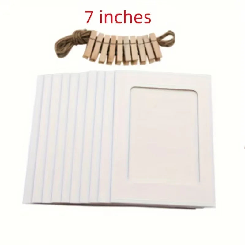 cadres photo carton noir marron blanc pinces bois suspension mur decorative rustic minimaliste