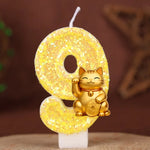 bougies numériques or pailletées chat chanceux anniversaire enfant decoration dessin anime festive fournissons