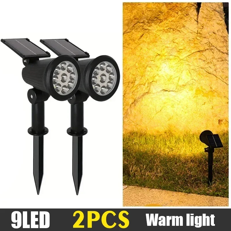 lampe solaire led jardin waterproof ip65 réglable moderne noire pelouseextérieur