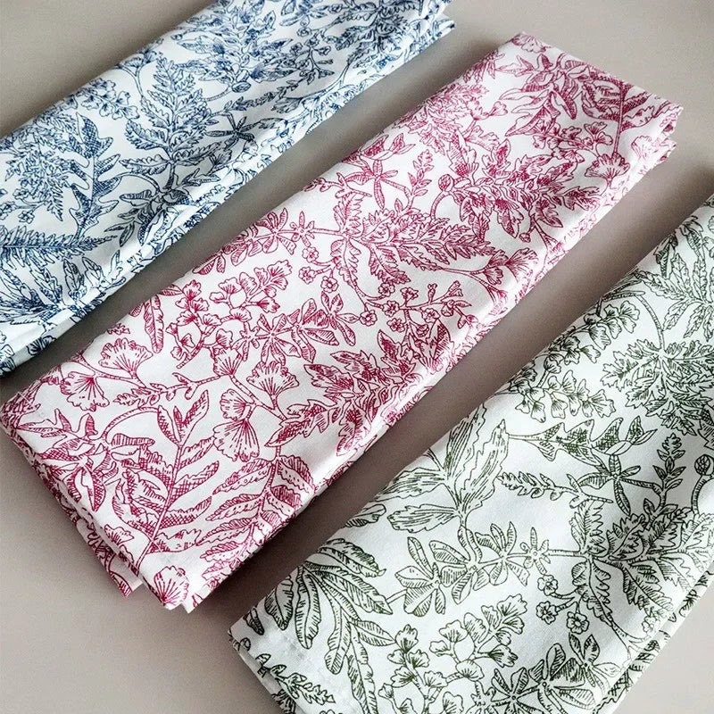 serviettes table coton imprimées florales bleu rose vert classiques cuisine festive