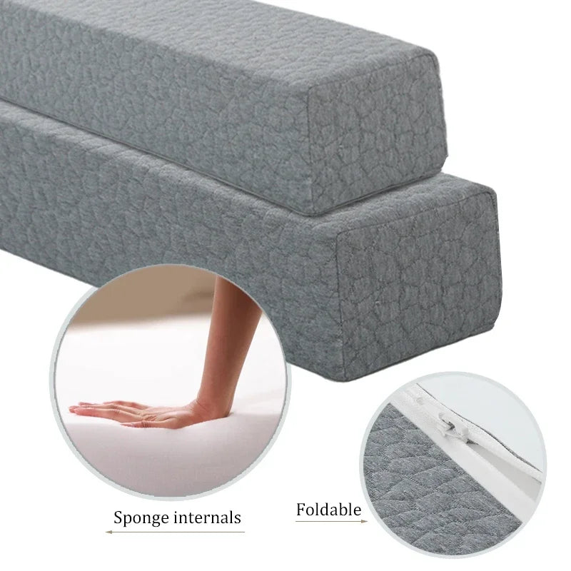 coussin lit mousse mémoire forme polyester coton solide gris clair moderne adhésif pliable 100x20x15cm
