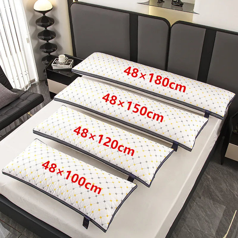 oreiller mousse mémoire forme oblong motif géométrique anti ronfement polyester blanc gris jaune moderne