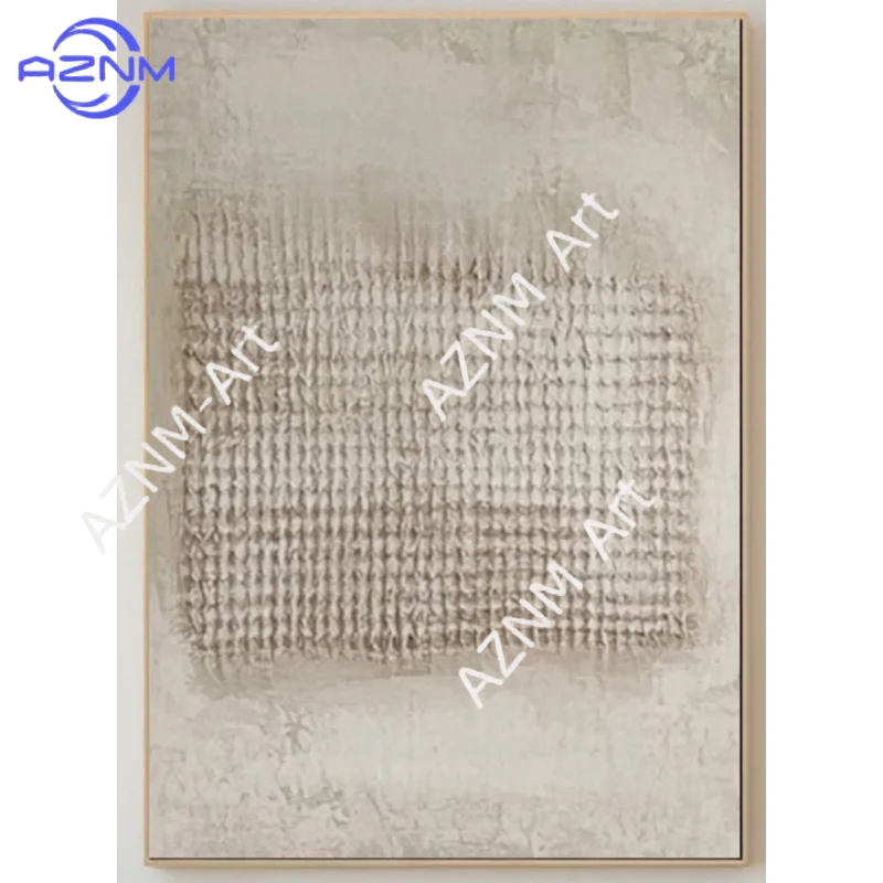 Tableau abstrait contemporain beige texture gris lignes horizontales 50x70cm 40x60cm 30x40cm 20x30cm 55x80cm