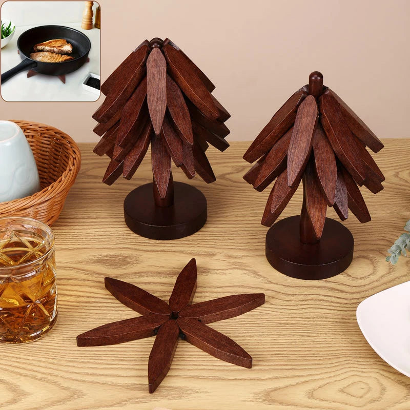 coasters bois marron moderne arbres étoile anti brûlure respectueux environnement decoration table