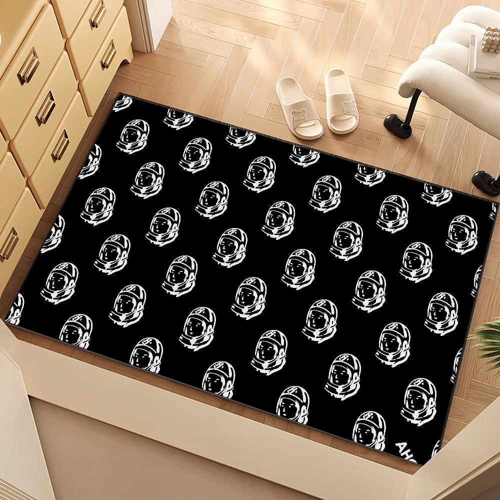 tapis oriental rayé astronautes noir blanc moderne antidérapant polyester adultes chambre salon