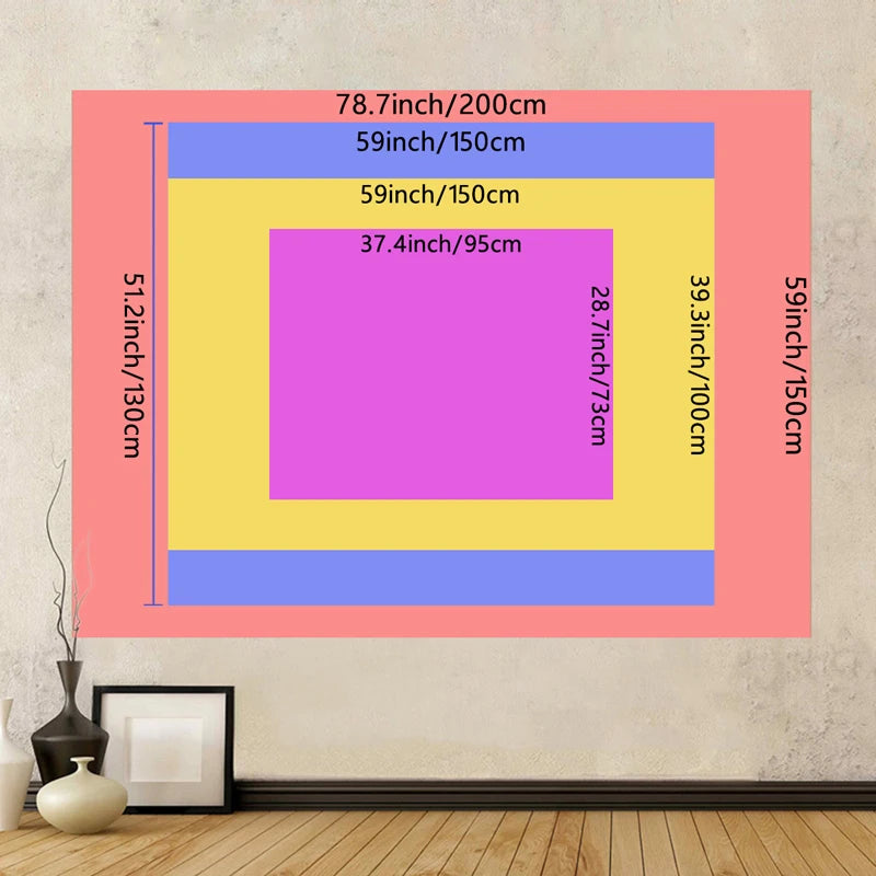 tapisserie moderne paysage marin palmiers couchant soleil planètes étoiles nuages clips violet rose jaune