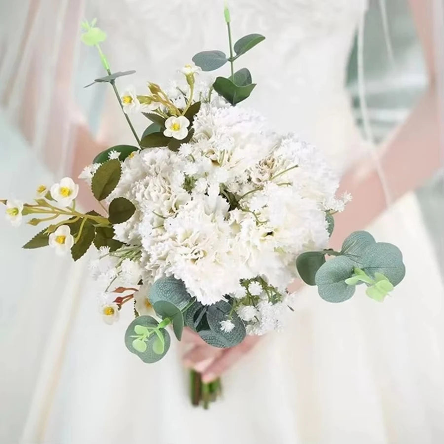 bouquet fleurs artificielles blanches modernes décoration intérieure mariage anniversaire engagement graduation scrapbooking