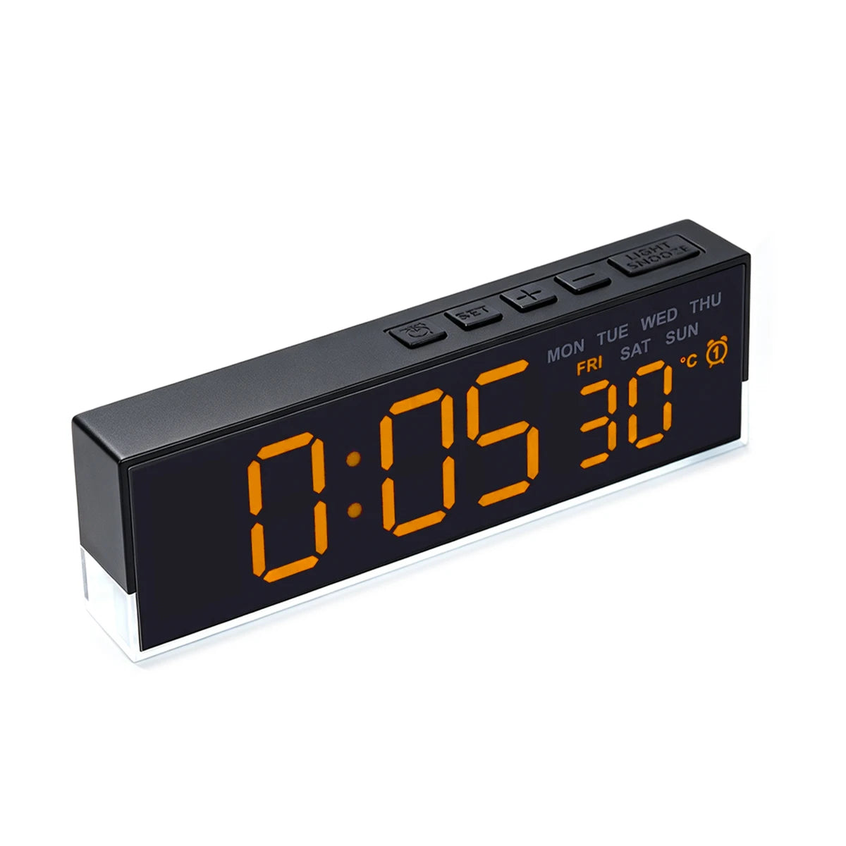 horloge numérique moderne écran led blanc noir température date alarme luminova 12 24husb batterie
