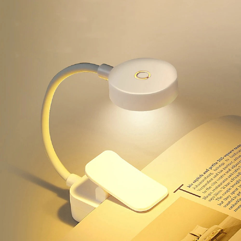lampe lecture flexible led rechargeable blanc moderne clips portable minimaliste