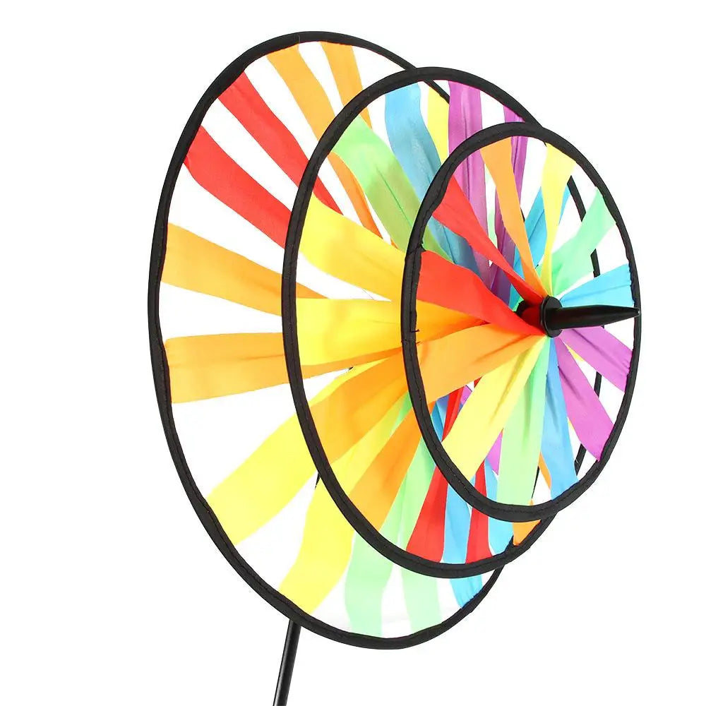 roue vent multicolore moderne rayures diagonales tringle extérieur jardin decoration