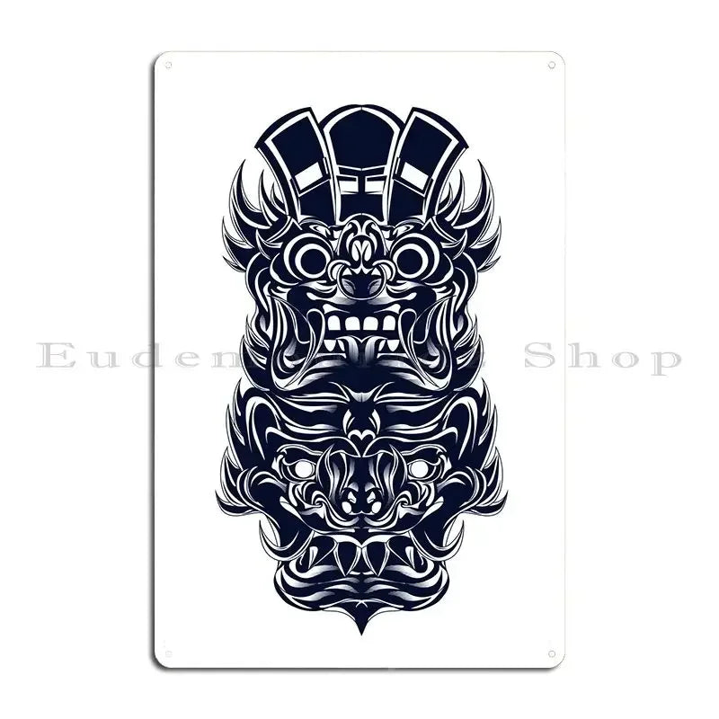 Plaque murale Bali vintage en métal blanc