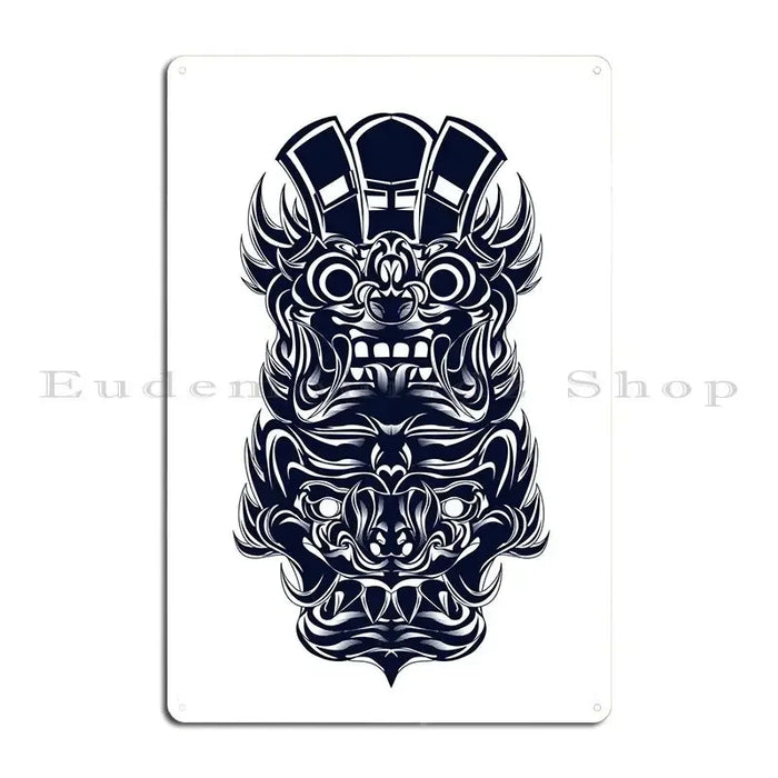 Plaque murale Bali vintage en métal blanc
