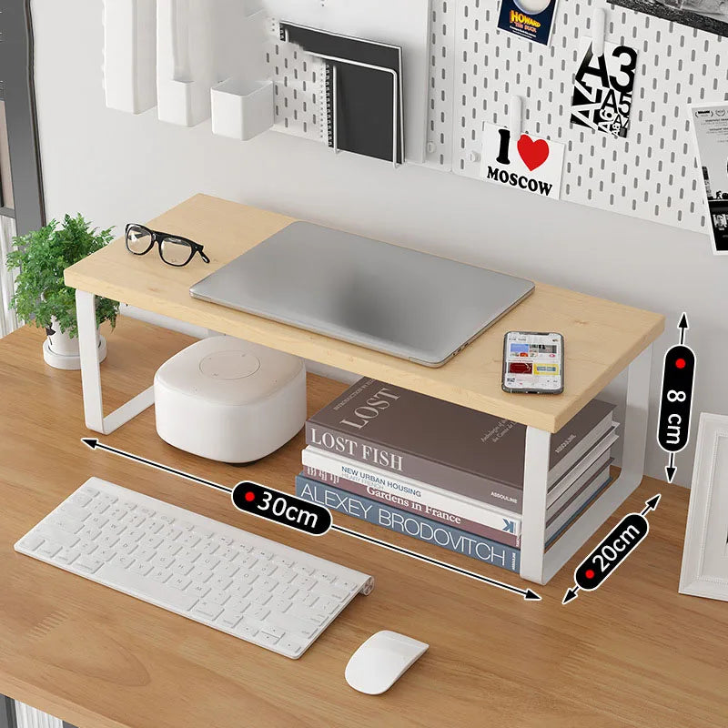support moderne plateau bois structure métallique blanc noir multifonction salon