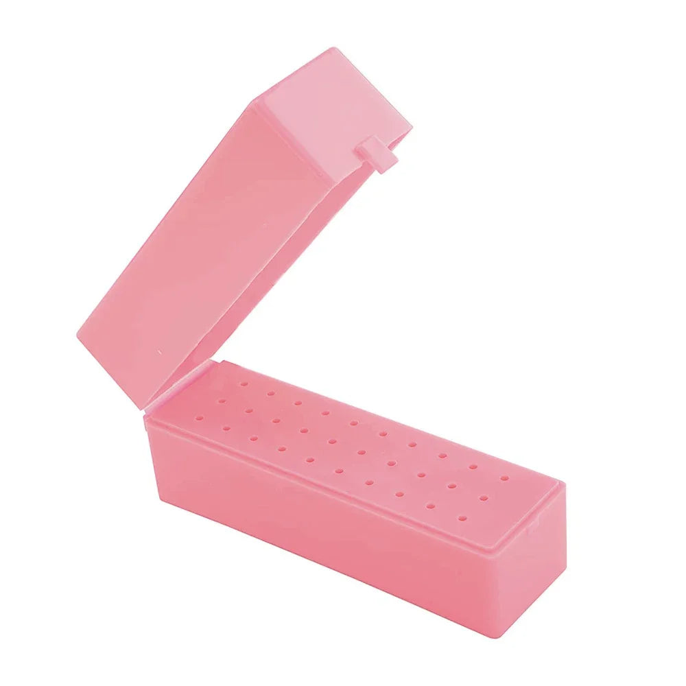 boîte rangement pinceaux manucure blanc noir rose pratique moderne 30 trous