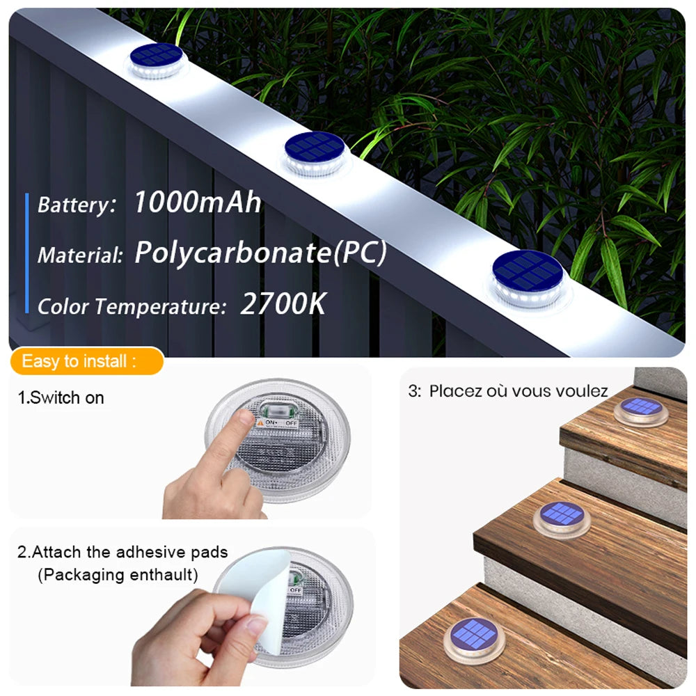 lumière solaire extérieure ip68 bleu noir blanche hexagonale adhésive minimaliste led étanche automatique patio
