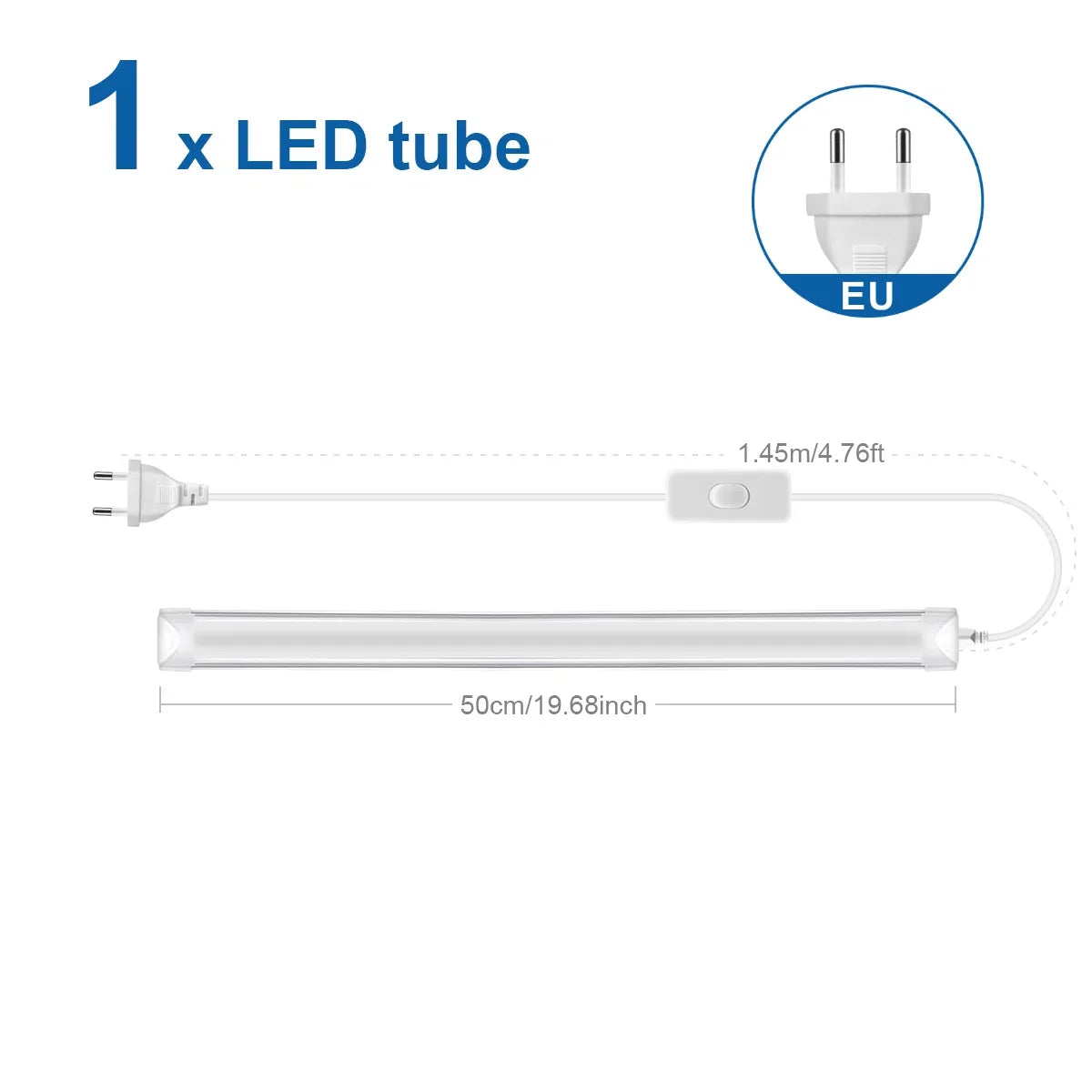 tube led blanc lisse ultra lumineux 50cm moderne clips inclusion connecteur fil blanc modernité