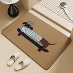 tapis antidérapant imperméable dessin animé chiens beige noir blanc marron rouge bleu sol porte
