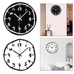 horloge murale moderne noire blanche dessin trait minimaliste chambre salon decoration art muet