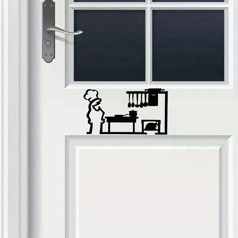 autocollant mural minimaliste noir silhouettes personnages cuisine toilettes abstrait chambre cuisine salle bain