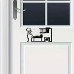 autocollant mural minimaliste noir silhouettes personnages cuisine toilettes abstrait chambre cuisine salle bain