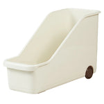 bac rangement moderne boîte stockage réutilisable roulettes poignée beige clair plastique