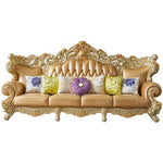 canapé angle beige doré capitonné moderne maison famille salon confortable