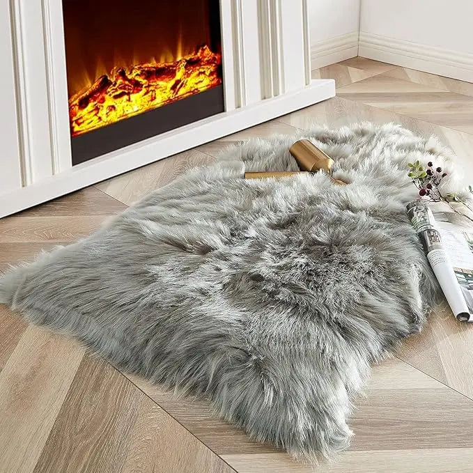 tapis doux gris moderne antidérapant feutre polyester 60x90cm intérieur salon chambre coucher lavable machine