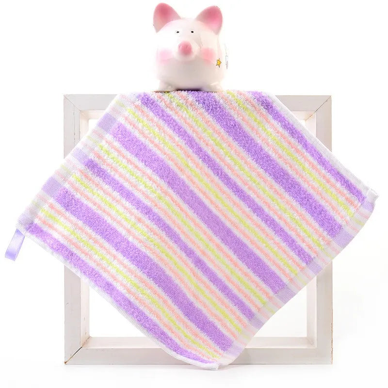 serviette coton rayée bleu clair vert rose jaune rapide absorption douce face salle bain