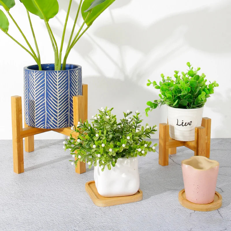 supports plante bois moderne differentes tailles couleurs intérieur extérieur minimaliste feux artificiels pots