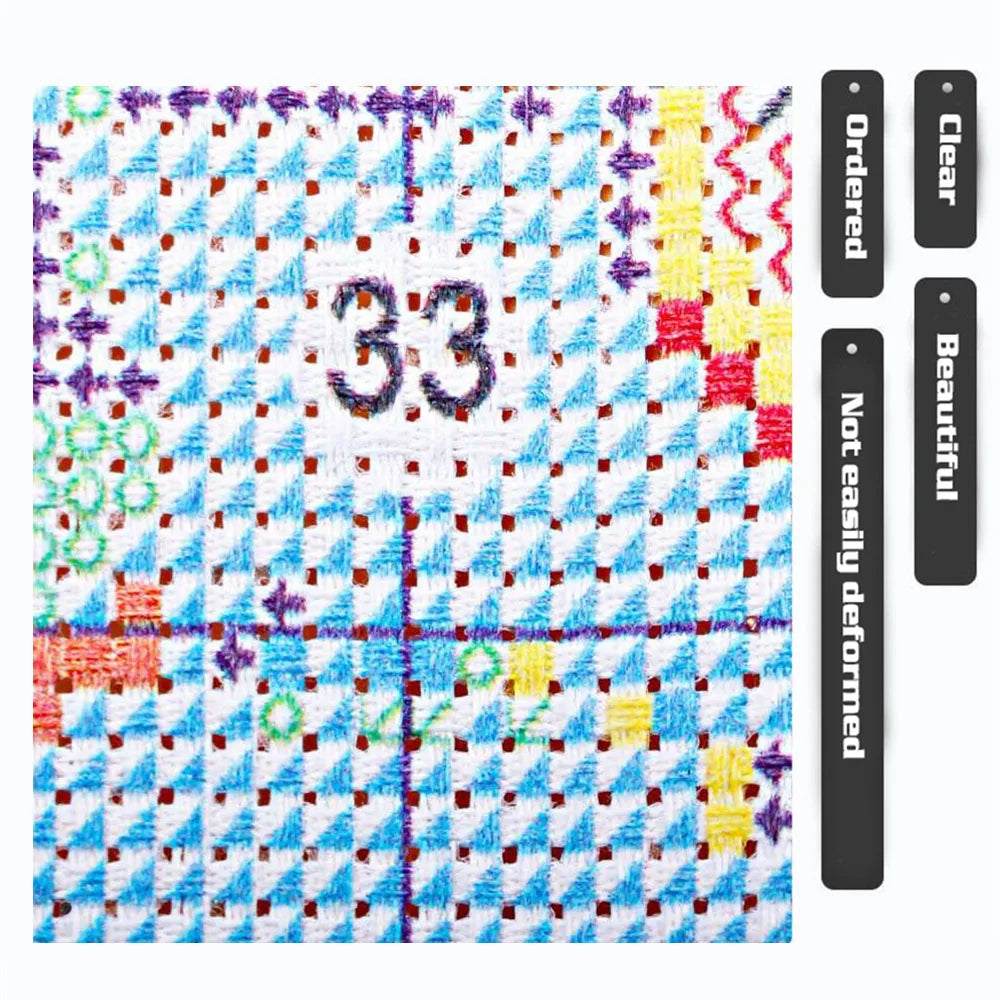 Kit broderie points croisés multicolore tissu coton artisanal peinture maison stickers muraux guides couleurs