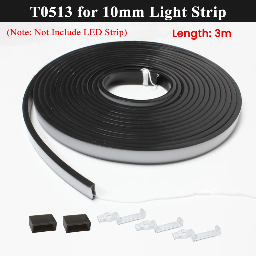 ruban led flexible noir mat moderne adhésif clips adhésifs noirs blancs silicone 5m 1m