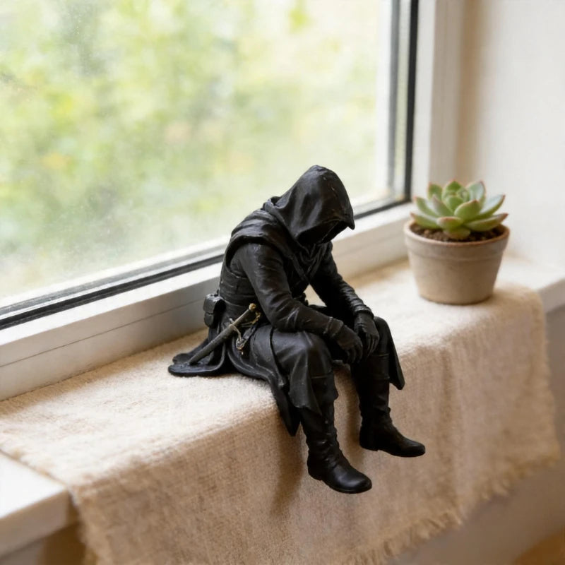 décoration intérieure statue miniature noire texturée réaliste sans électricité maison